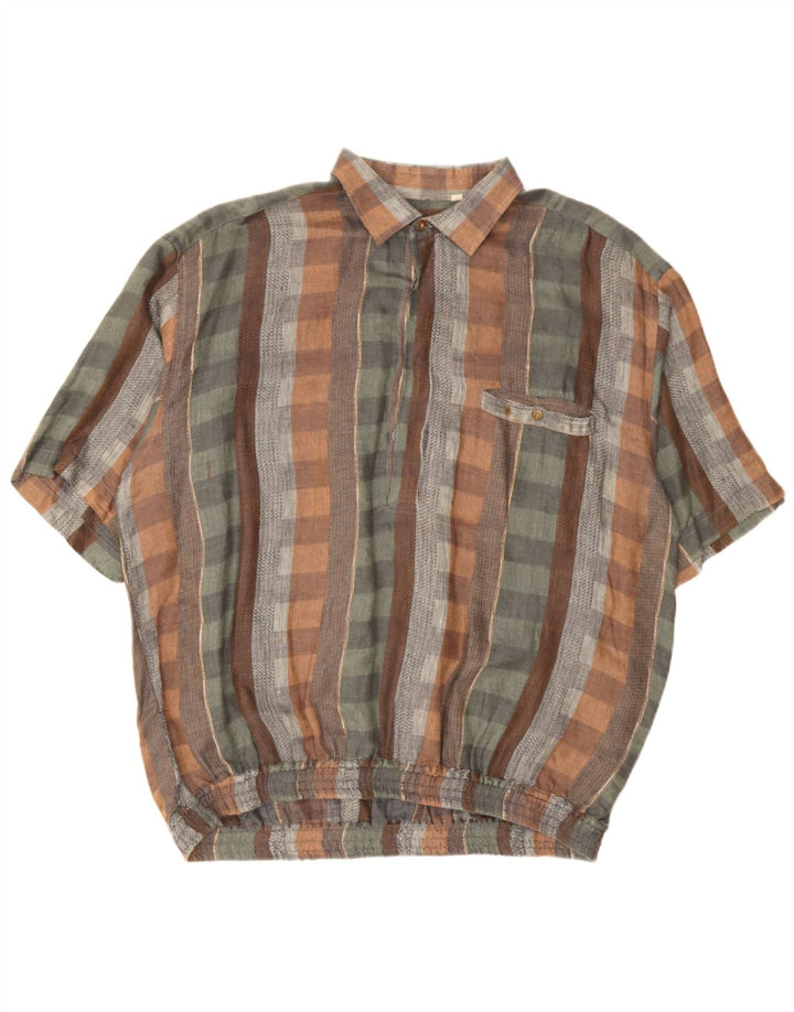 Cămașă vintage pentru bărbați cu mânecă scurtă, XL, în carouri multicolore
