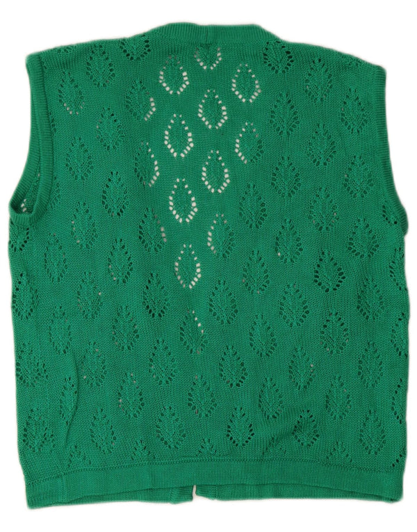 Pulover cardigan deschis fără mâneci vintage pentru femei UK 10 Small Green