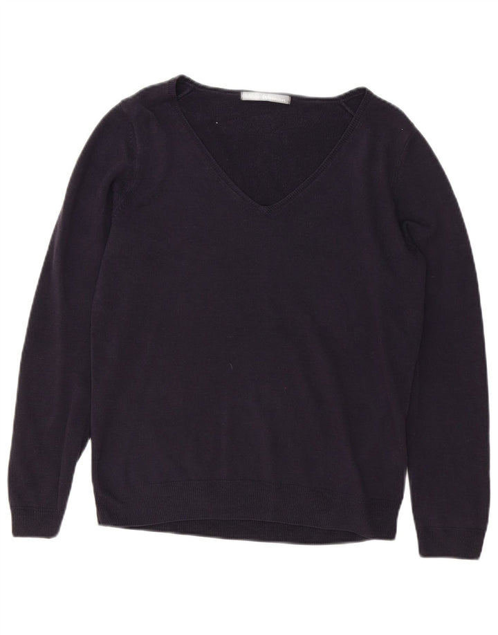 Pulover pentru femei Marks & Spencer cu decolteu în V UK 12 Medium Bleumarin Acrilic