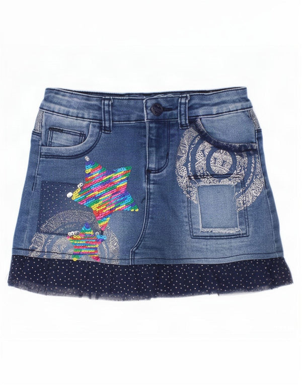 Fusta Desigual Fete Denim Graphic 7-8 Ani W22 Bumbac Patchwork Albastru