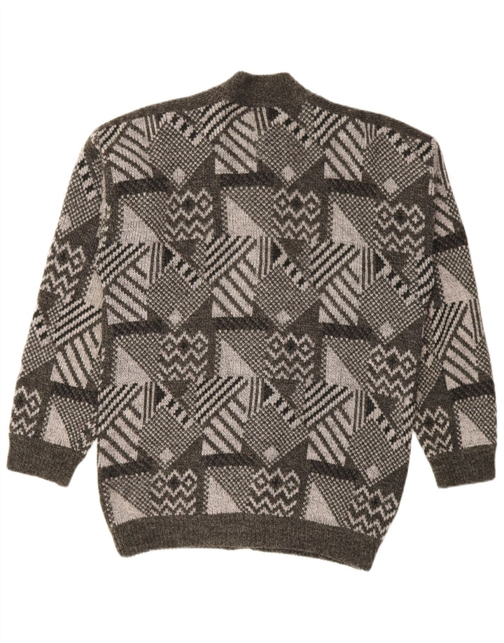 Pulover Cardigan Vintage pentru bărbați Gri mediu Geometric
