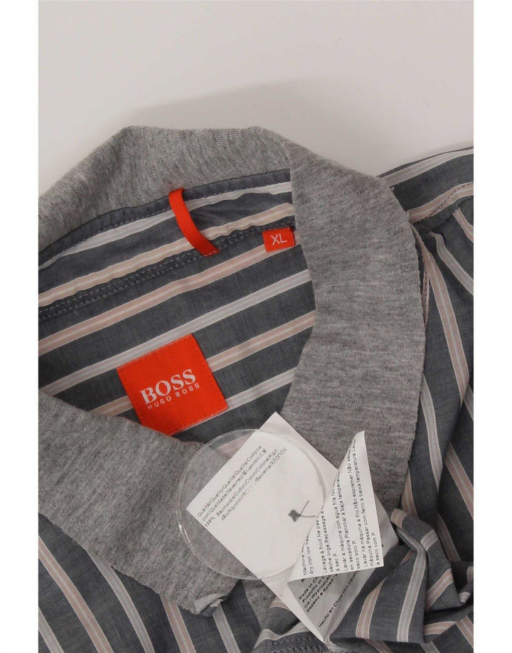 Cămașă pentru bărbați Hugo Boss XL, bumbac cu dungi gri