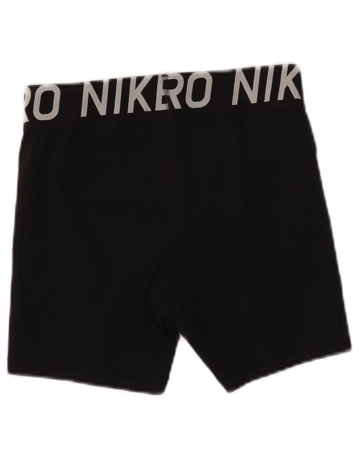 Pantaloni scurți sport Nike Dri Fit Graphic pentru femei UK 12 Poliester mediu negru