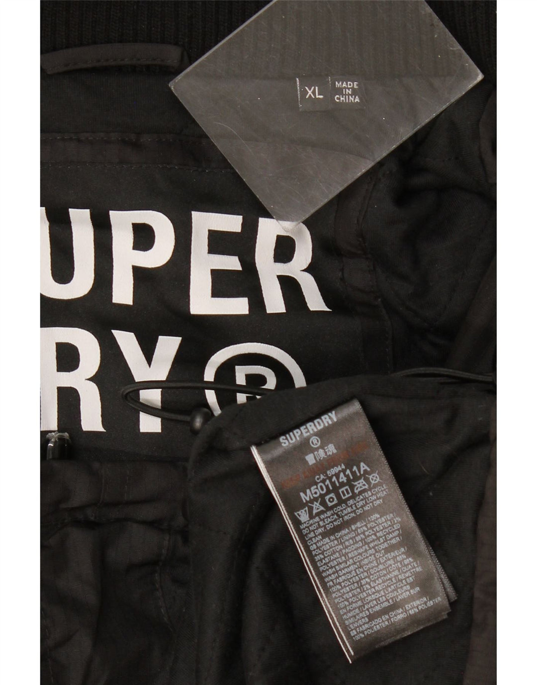 SUPERDRY jachetă de vânt cu glugă pentru bărbați UK 42 XL poliester negru