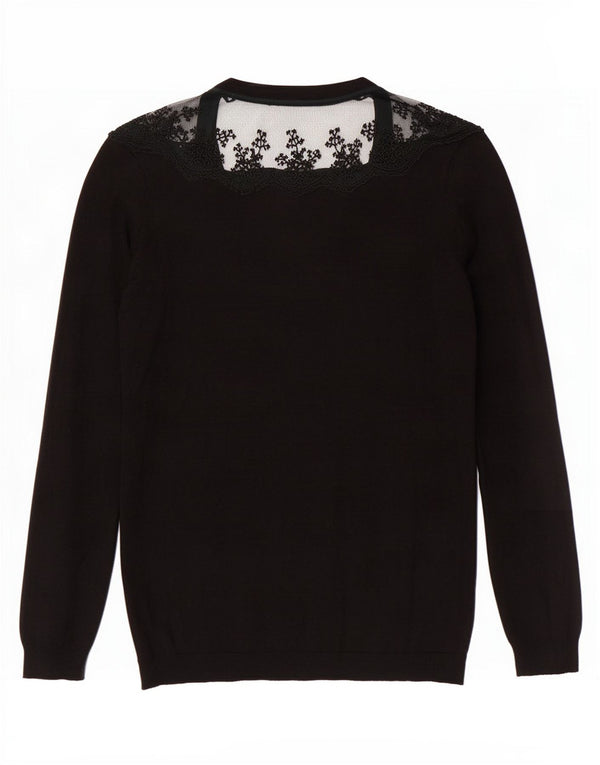 Pulover cardigan pentru femei Zara UK 12 Medium Black Floral Viscose