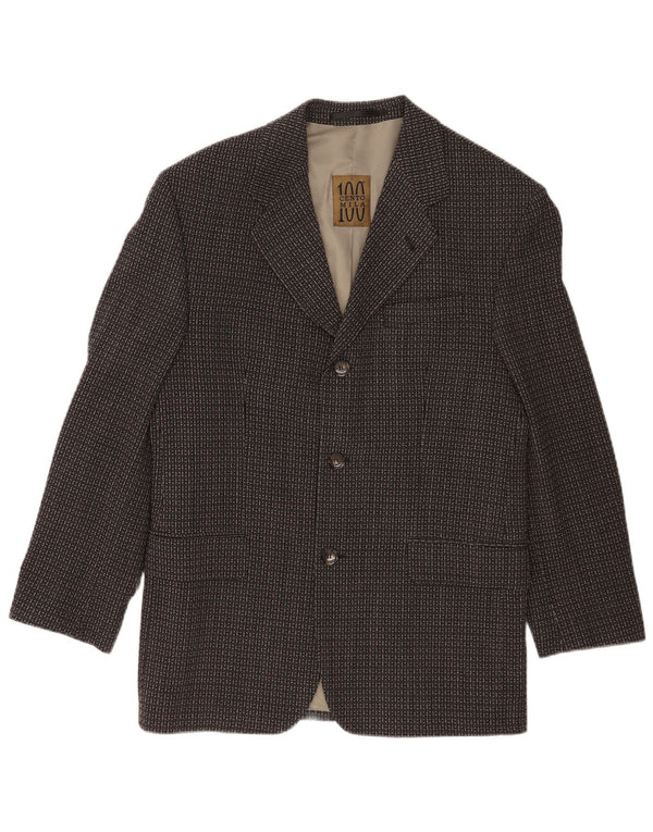Cento Mila Mens 3 Button Blazer Jacket EU 48 Medium Black Geometric