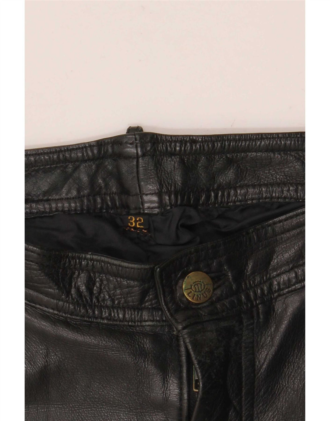 Pantaloni motociclisti din piele pentru bărbați Linus W32 L30 negru