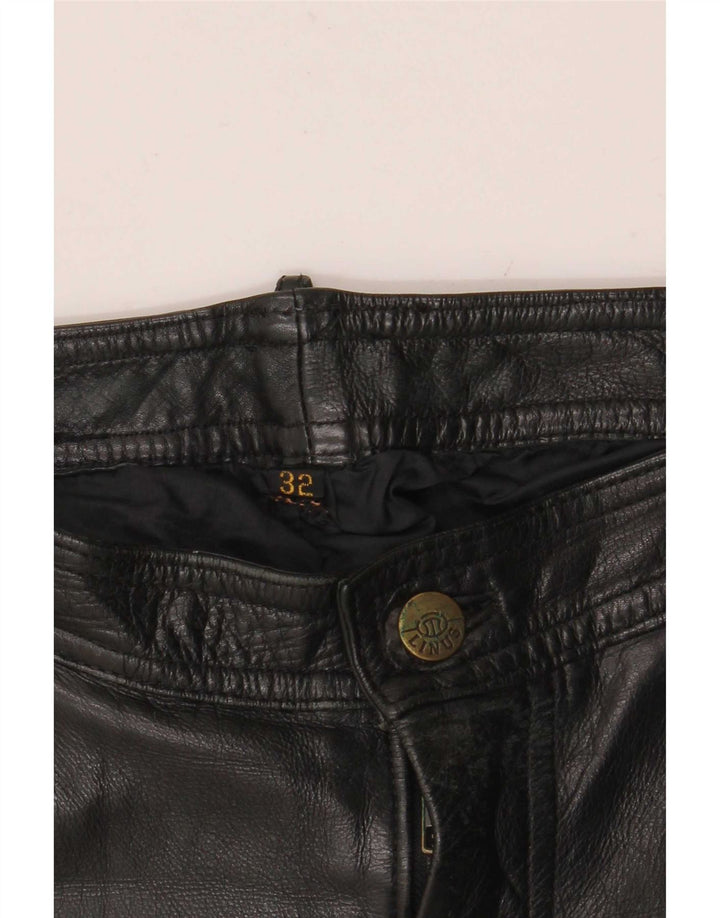 Pantaloni motociclisti din piele pentru bărbați Linus W32 L30 negru