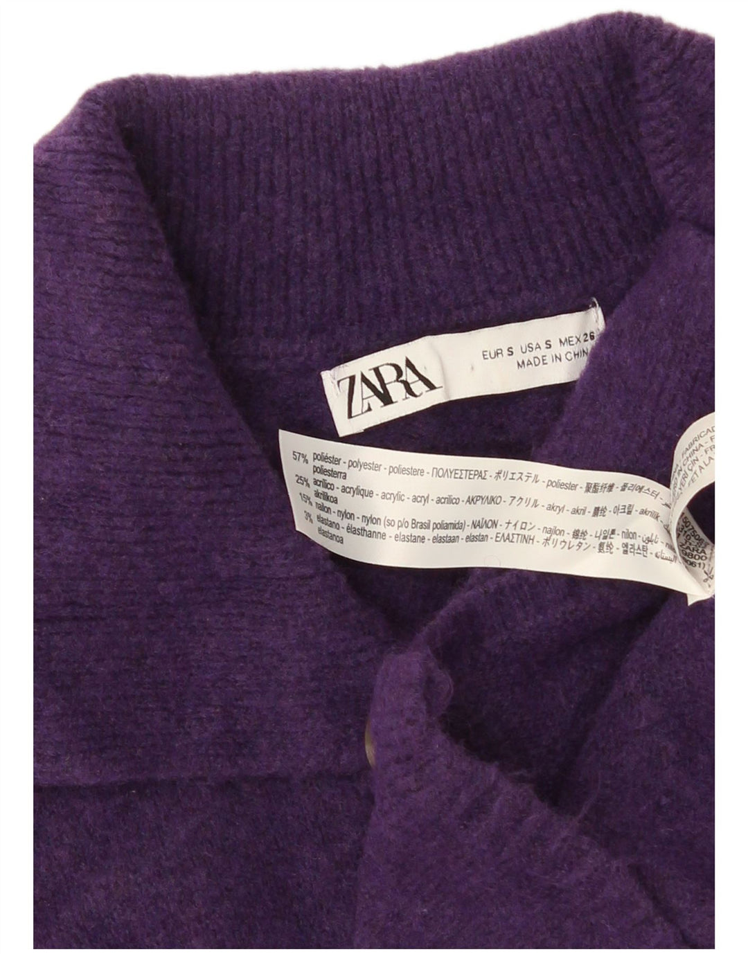 Pulover cardigan pentru femei Zara UK 10 Poliester violet mic