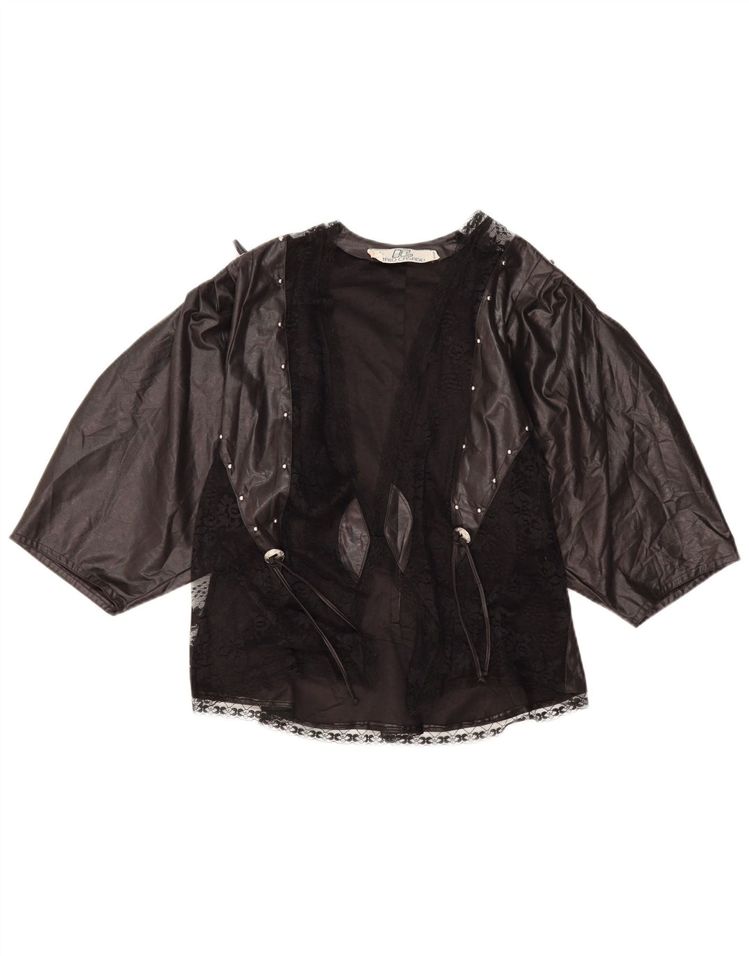 VINTAGE Top cardigan cu mâneci 3/4 pentru femei UK 10 Small Black