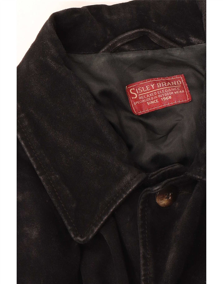 Jachetă de piele intoarsă pentru bărbați Sisley UK 38 Medium Black Leather