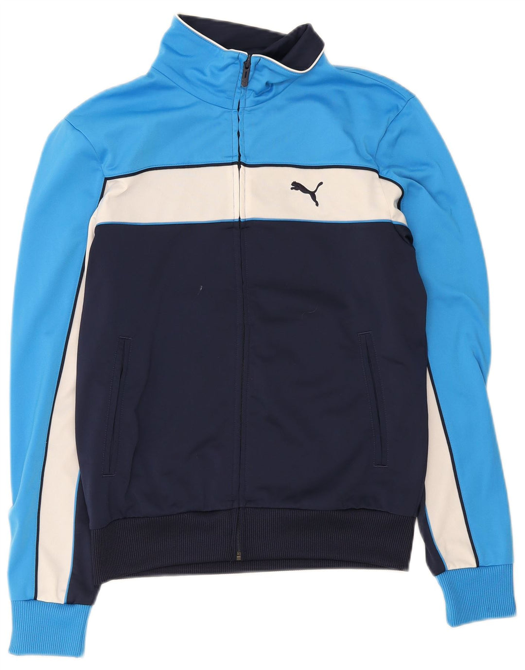 Jachetă de trening pentru bărbați Puma, din poliester color block, albastru bleumarin