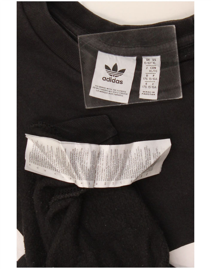 Hanorac cu grafic pentru băieți Adidas 15-16 ani, bumbac negru