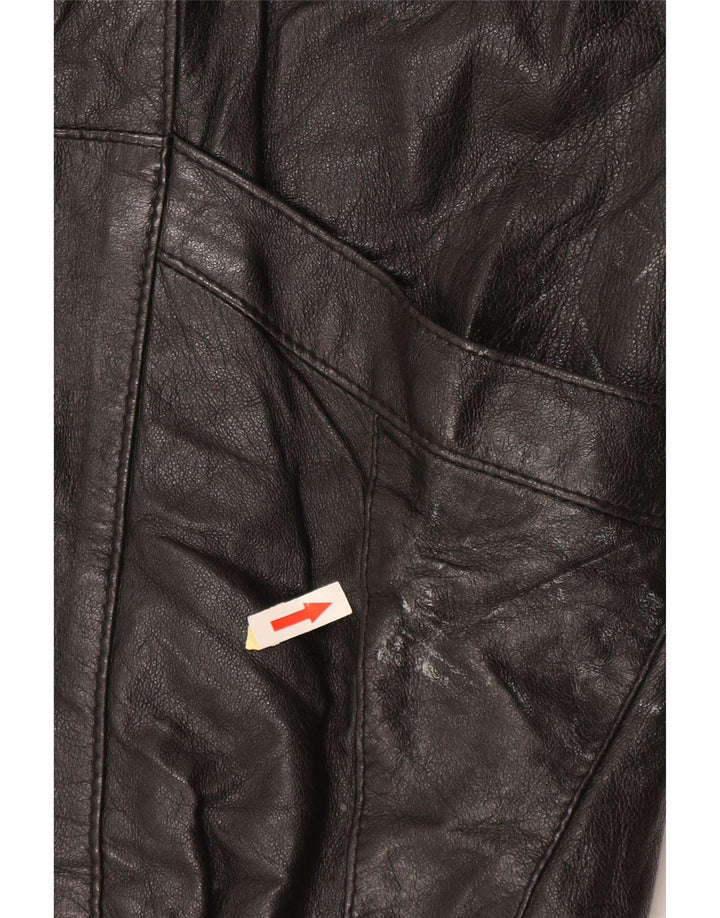 Jachetă de piele supradimensionată vintage pentru femei EU 50 XL neagră