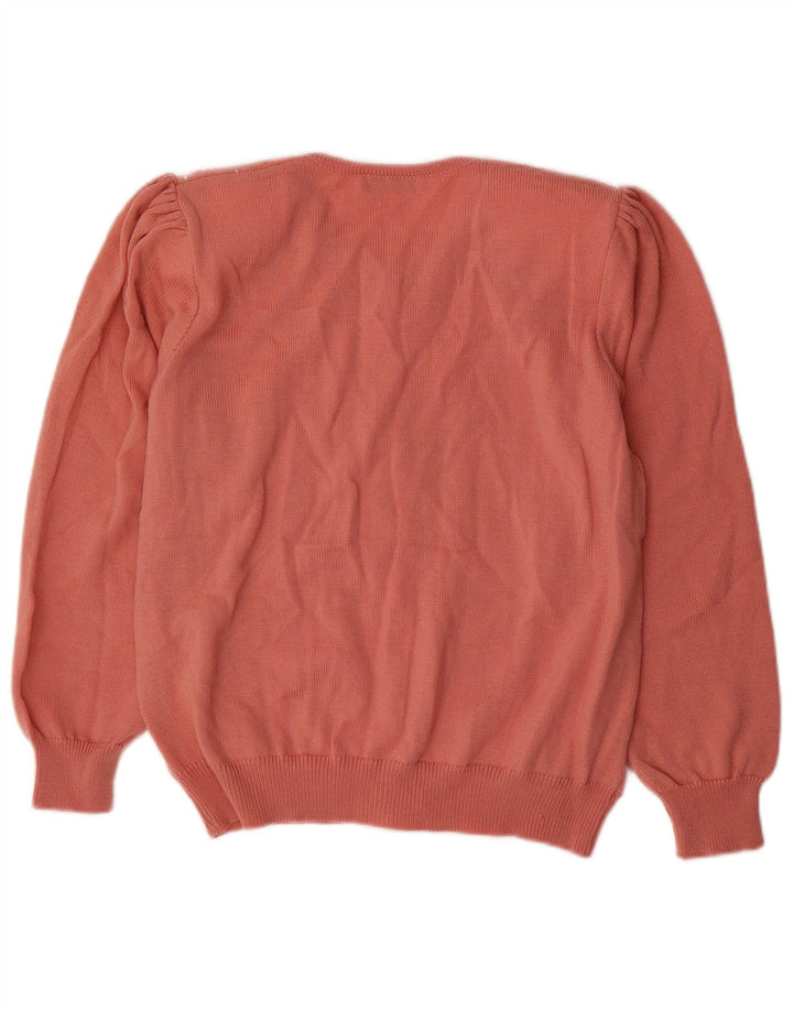 Pulover Cardigan Vintage pentru Damă UK 16 Mare Lână roz