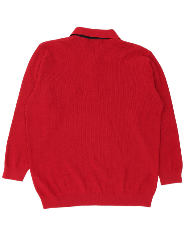 Pulover pentru bărbați cu gât polo Navigare, 5XL, lână merinos roșie