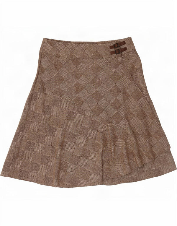 Fusta Wrap pentru femei Kaliko UK 18 XL W34 Maro Lână geometrică