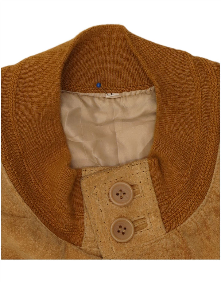 Bomber vintage pentru bărbați din piele intoarsa UK 40 mare, maro, din piele