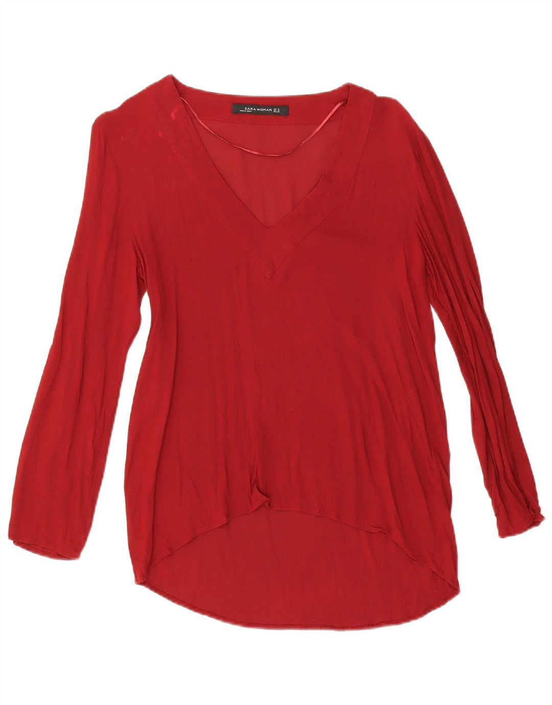 Top cu tunică cu mânecă lungă pentru femei Zara UK 14 Medium Red