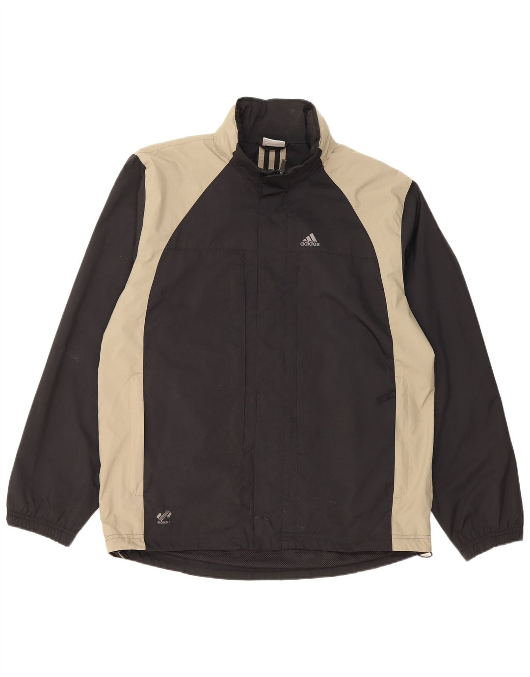 Jachetă de ploaie cu glugă ADIDAS pentru bărbați UK 38 Medium Black Colorblock Poliester
