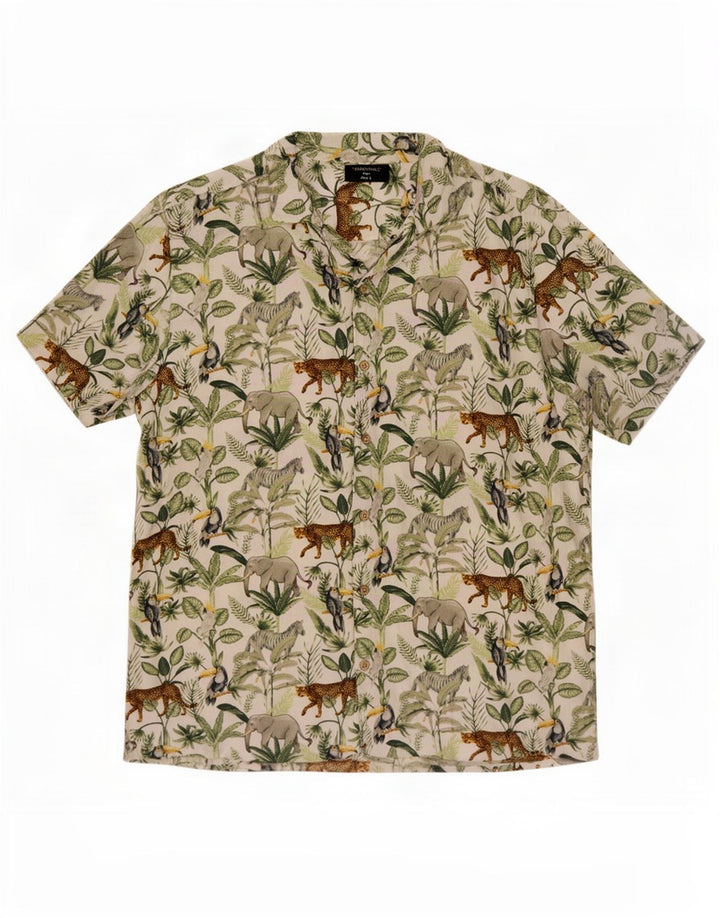 Cămașă cu mânecă scurtă Tessentials Jungle pentru bărbați cu imprimeu animal multicolor mare