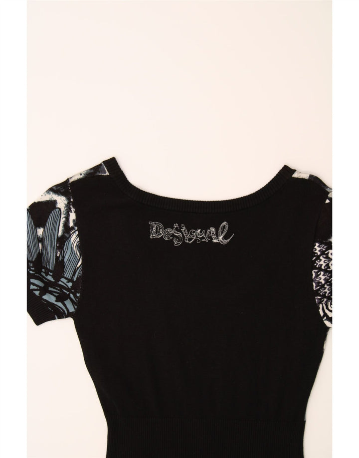DESIGUAL Womens Abstract Pattern Jumper Dress UK 10 Small Black Vintage Desigual and Second-Hand Desigual from Messina Hembry 