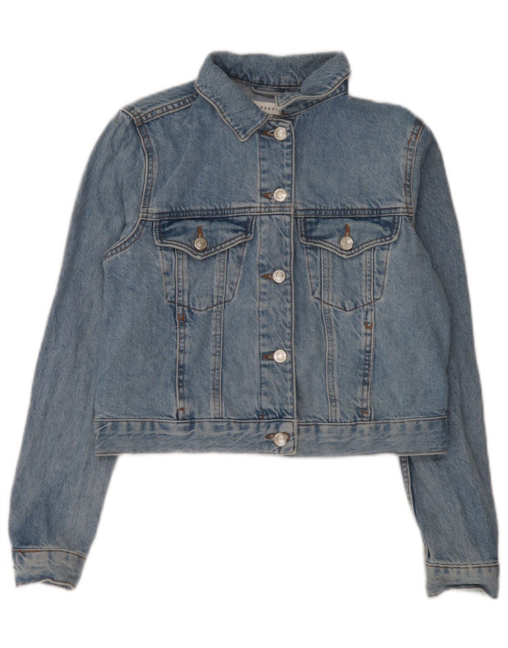 Topshop Jachetă de blugi pentru femei UK 8 Small Blue Bumbac