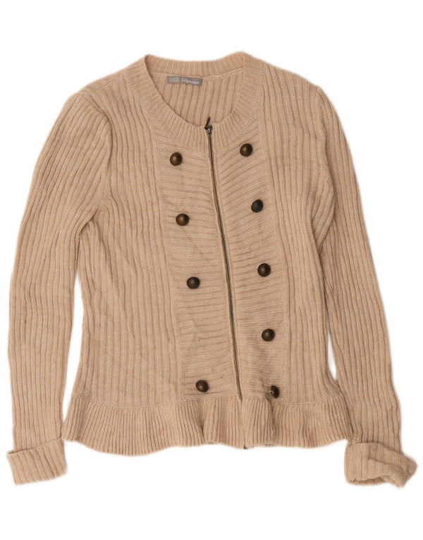 Pulover cardigan pentru femei Marks & Spencer UK 16 mare bej acrilic