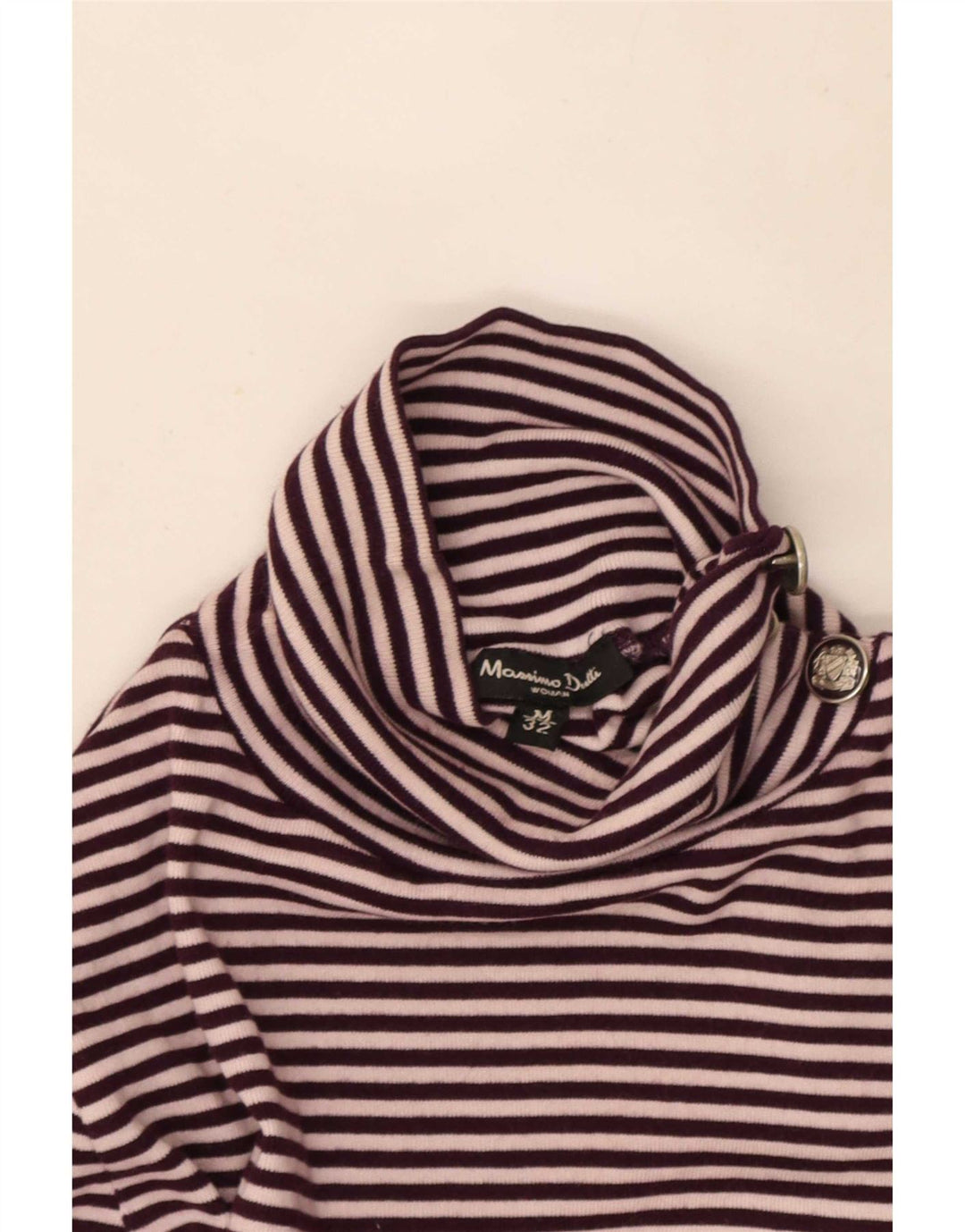 Pulover pentru damă Massimo Dutti, cu gât cu nasturi, cu dungi mov mediu, UK 12