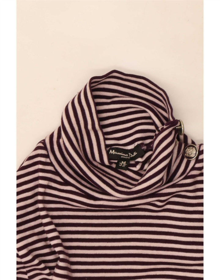 Pulover pentru damă Massimo Dutti, cu gât cu nasturi, cu dungi mov mediu, UK 12