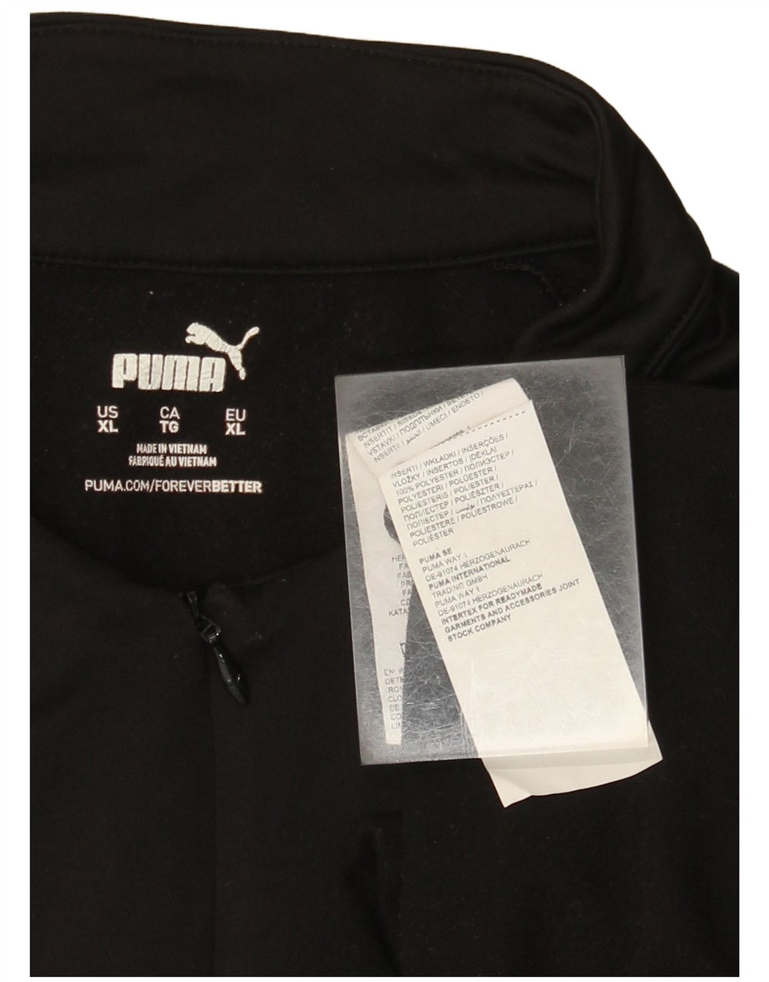 Top de trening PUMA pentru femei, cu fermoar și gât, cu dungi negru, UK 18 XL