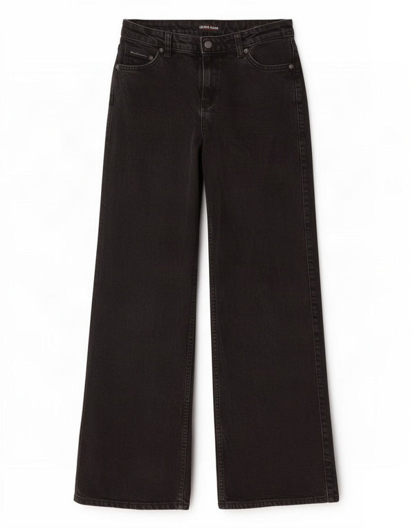 Blugi pentru femei Guess cu picioare largi W26 L30 bumbac negru
