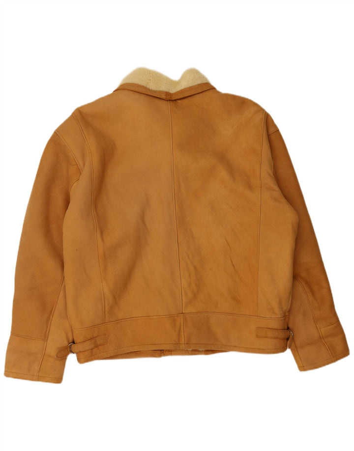 Jachetă vintage pentru bărbați din shearling UK 40, mare, bej