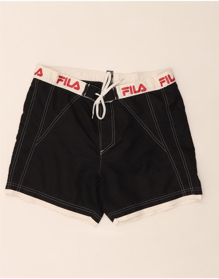 Pantaloni scurți de înot cu grafică Fila pentru bărbați, mediu negru, color block