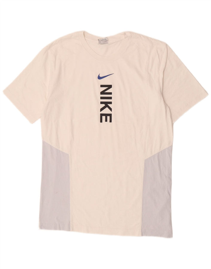 Tricou grafic Nike pentru bărbați Top mediu alb din bumbac color bloc