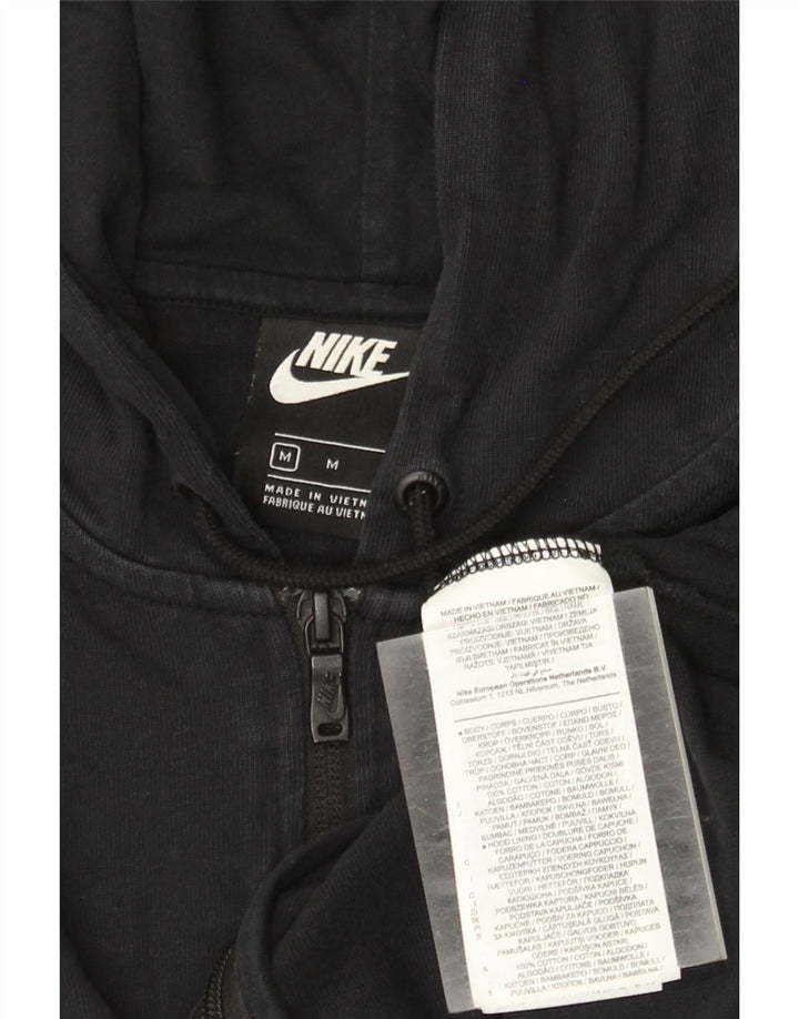 Pulover NIKE pentru femei cu fermoar, UK 12, bumbac mediu negru