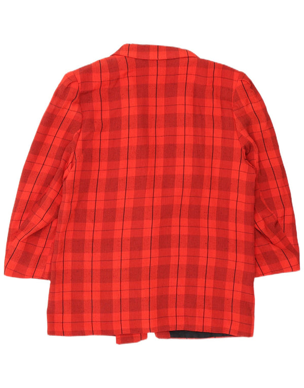 Jachetă vintage pentru femei cu piept dublu EU 44 XL, viscoză cu carouri roșii