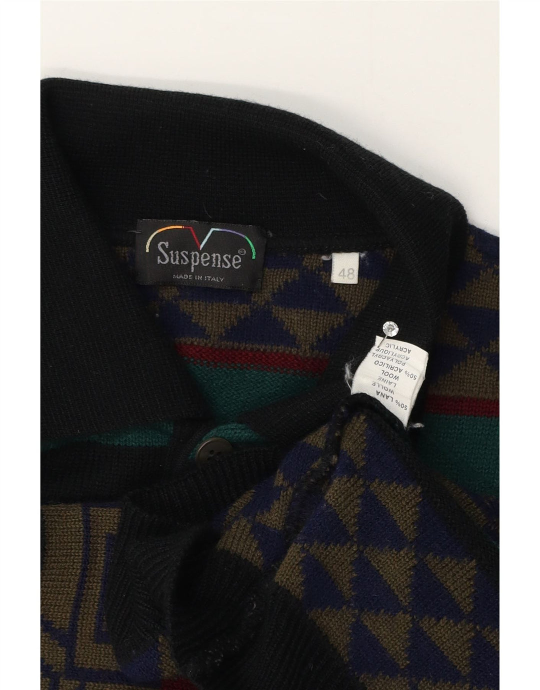 Pulover suspense pentru bărbați cu gât polo IT 48 Medium Multicolor Geometric