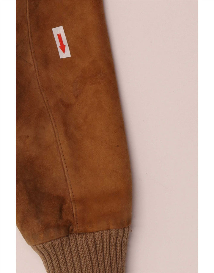 Geaca Bomber din piele intoarsa pentru barbati vintage IT 48 Bej mediu