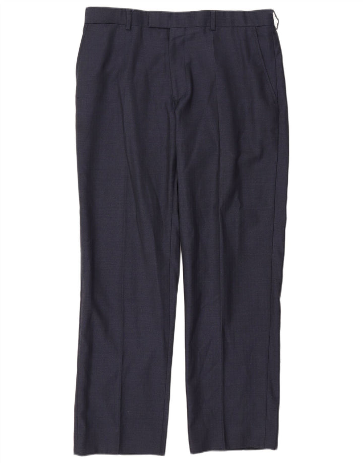 Pantaloni drepți pentru femei JAEGER L34 L30 Lână bleumarin