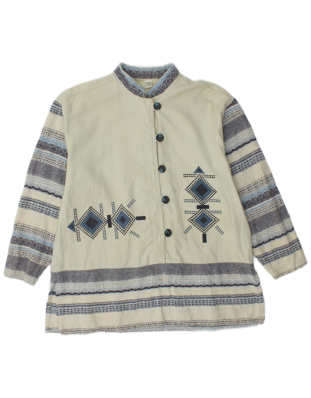 Bluză vintage cu mânecă lungă pentru femei, Marea Britanie 12/14, în dungi alb mediu