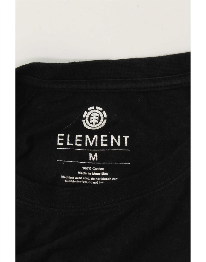 Element pentru bărbați, top grafic cu mânecă lungă, bumbac mediu negru