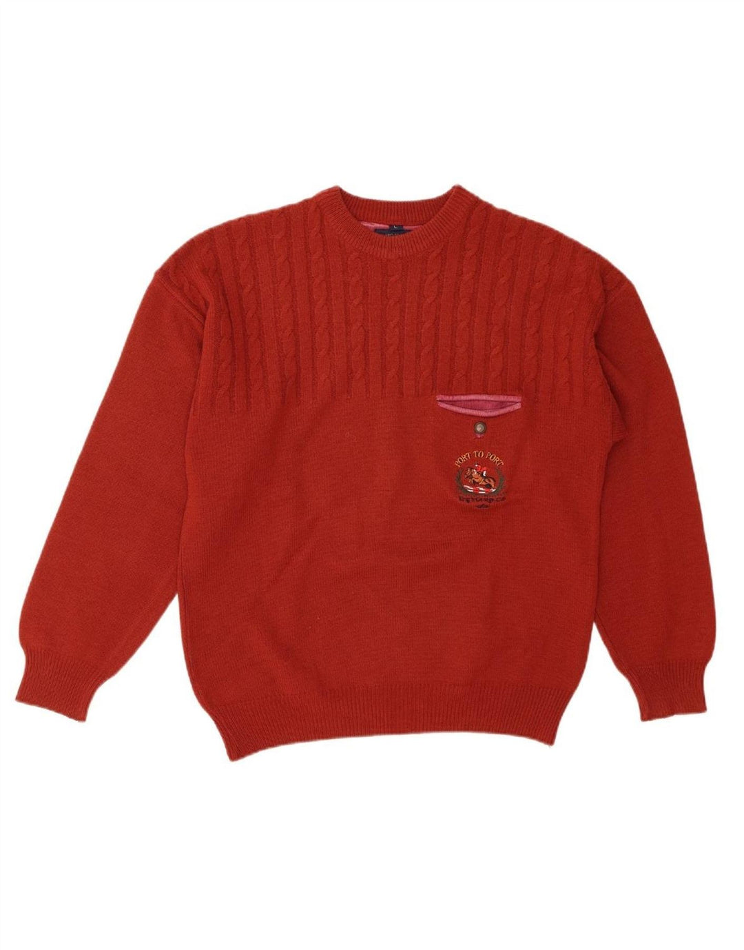 VINTAGE Mens Crew Neck Jumper Sweater Large Red