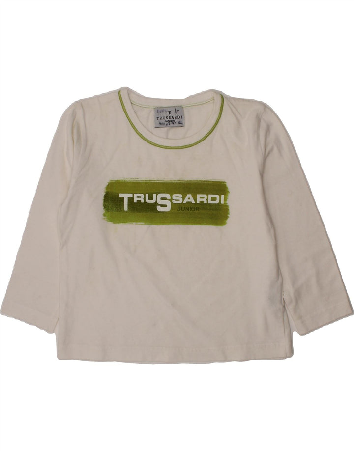 TRUSSARDI JUNIOR Boys Graphic Top Long Sleeve 2-3 Years Off White Cotton Vintage Trussardi Junior and Second-Hand Trussardi Junior from Messina Hembry 