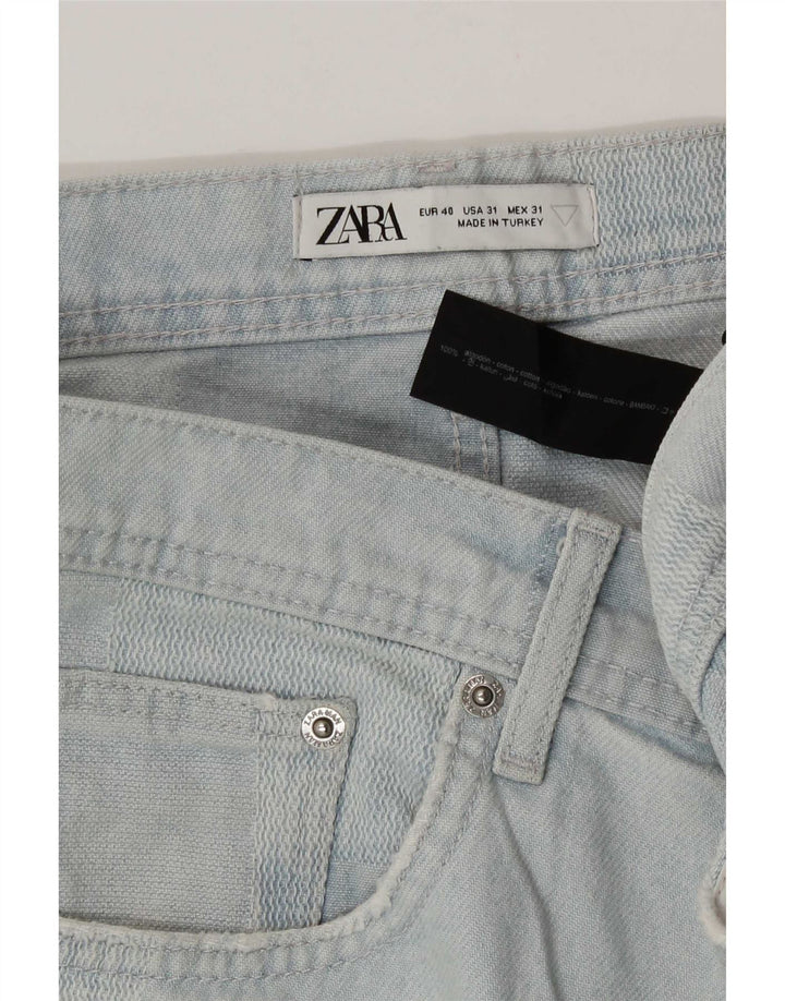 Pantaloni scurți din denim pentru bărbați Zara EU 40 Medium W31 Blue Patchwork Bumbac