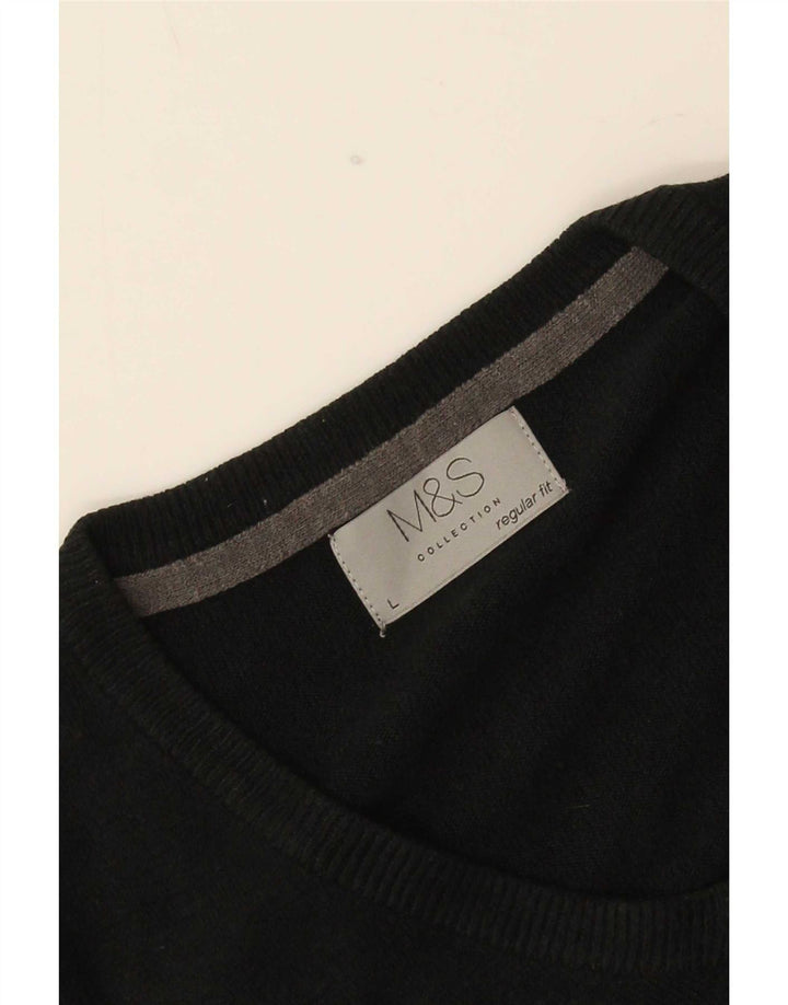 Pulover cu decolteu în V pentru bărbați Marks & Spencer, mare, negru