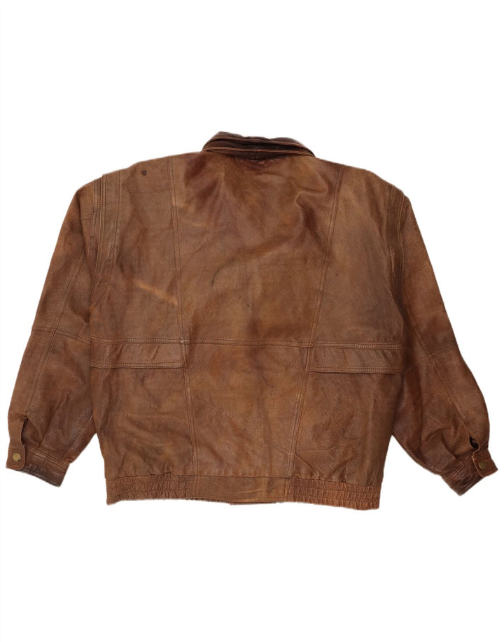 Jachetă de piele vintage pentru bărbați UK 44 2XL piele maro