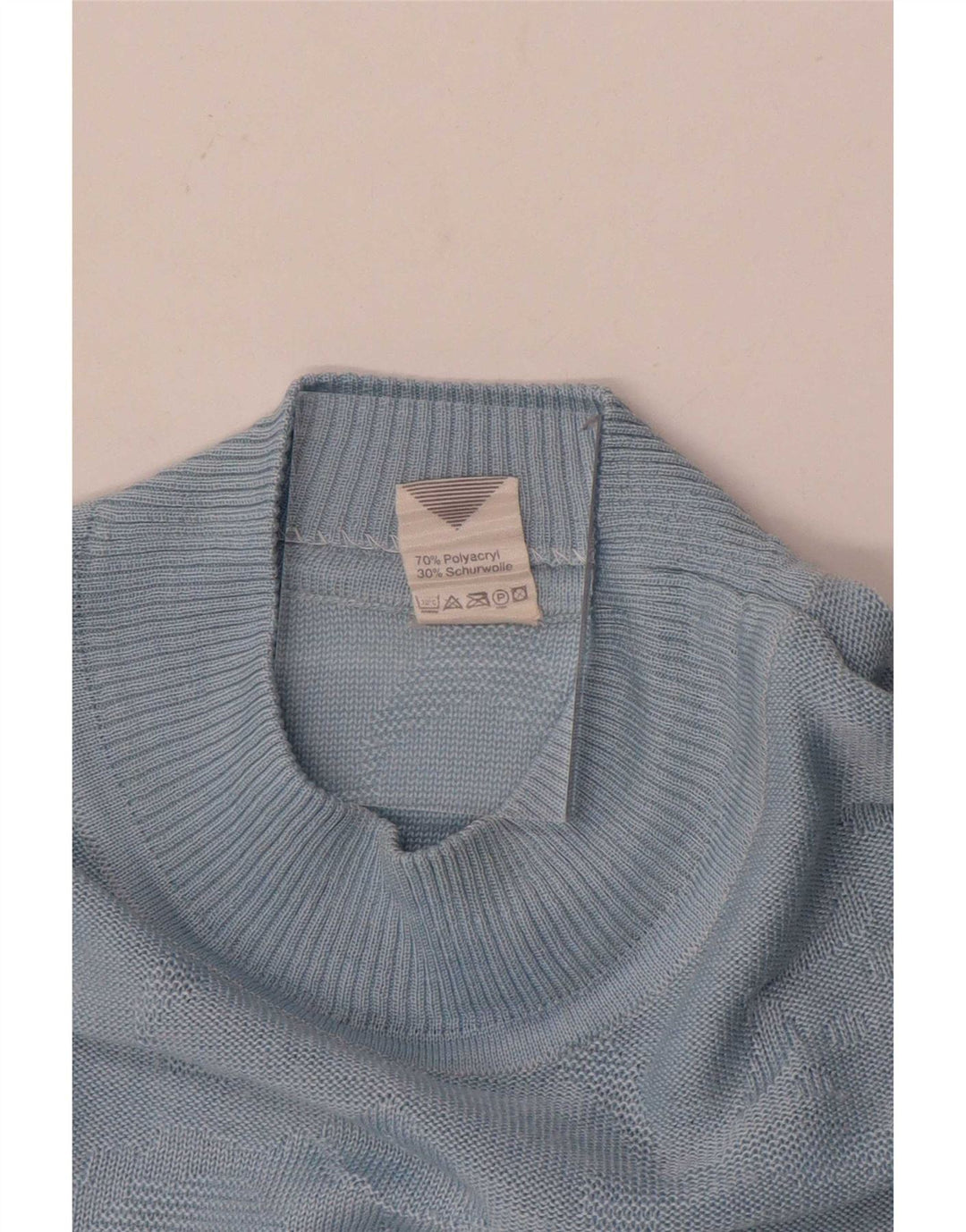 Pulover vintage pentru femei cu gât țestoasă IT 46 mare albastru poliacrilic