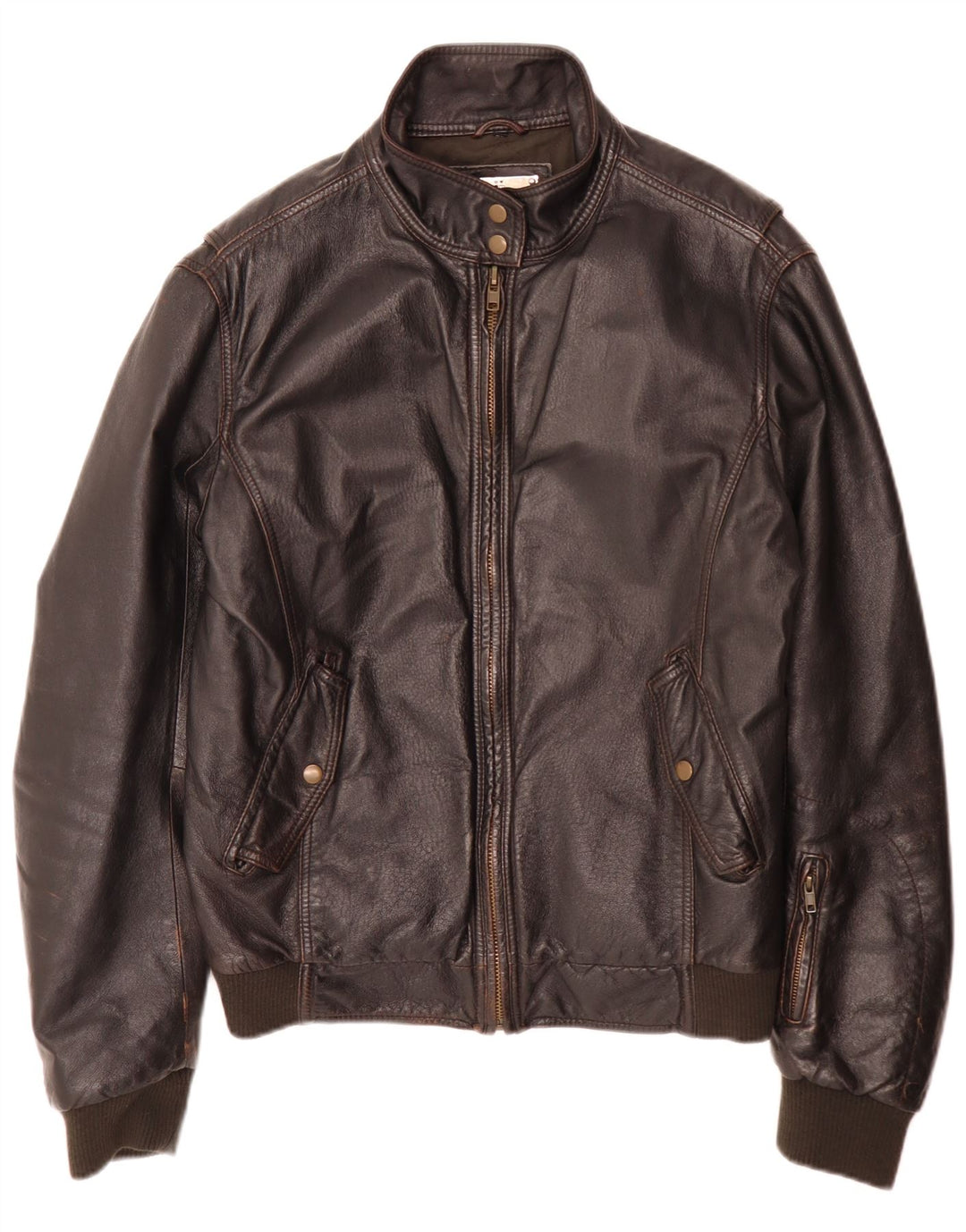 Jachetă Bomber din piele vintage pentru bărbați IT 52 XL maro retro