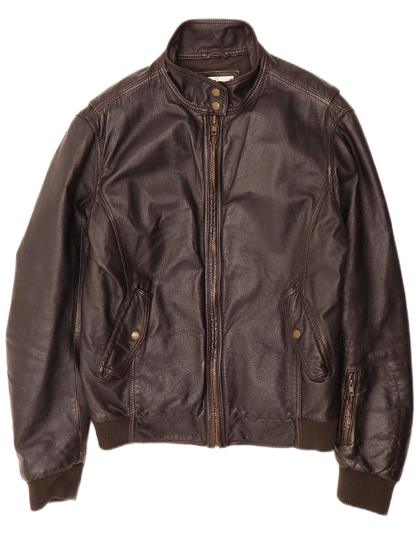 Jachetă Bomber din piele vintage pentru bărbați IT 52 XL maro retro